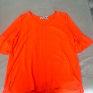 BIBI women’s boutique vneck shirt Neon Orange size XL